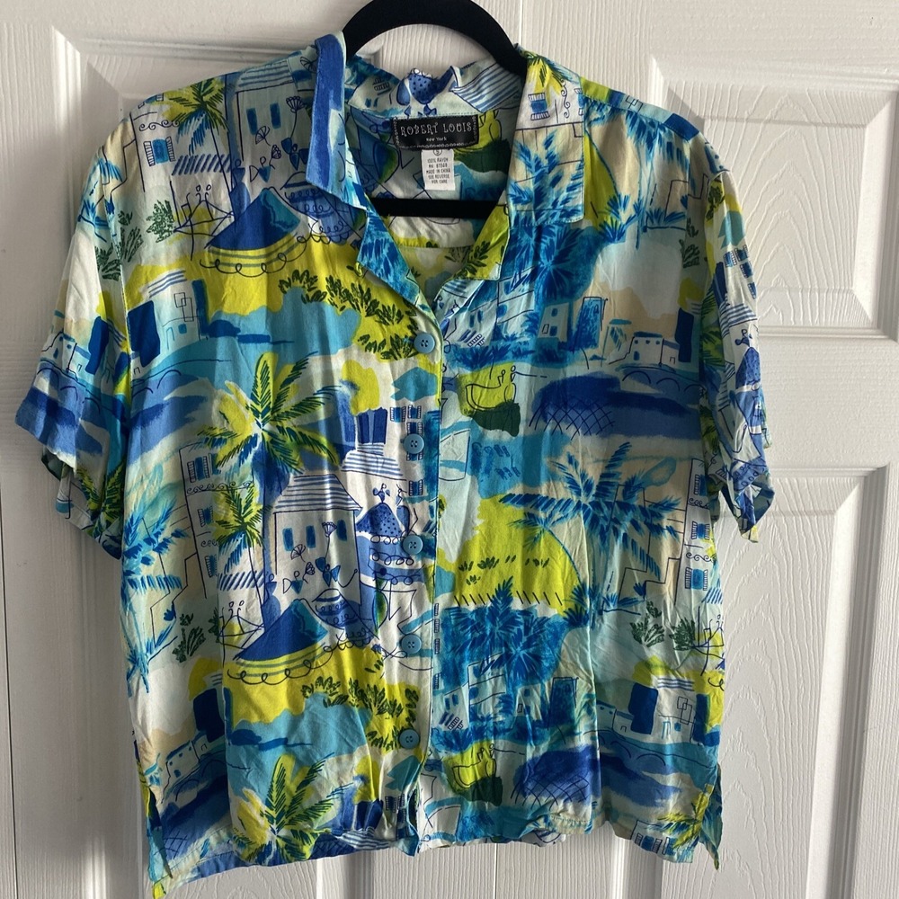 Robert Louis Women's‎ Short Sleeve Button Down Casual Vacation Resort Small